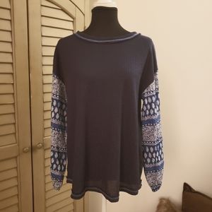 I LOVE Blue Bohemian Top